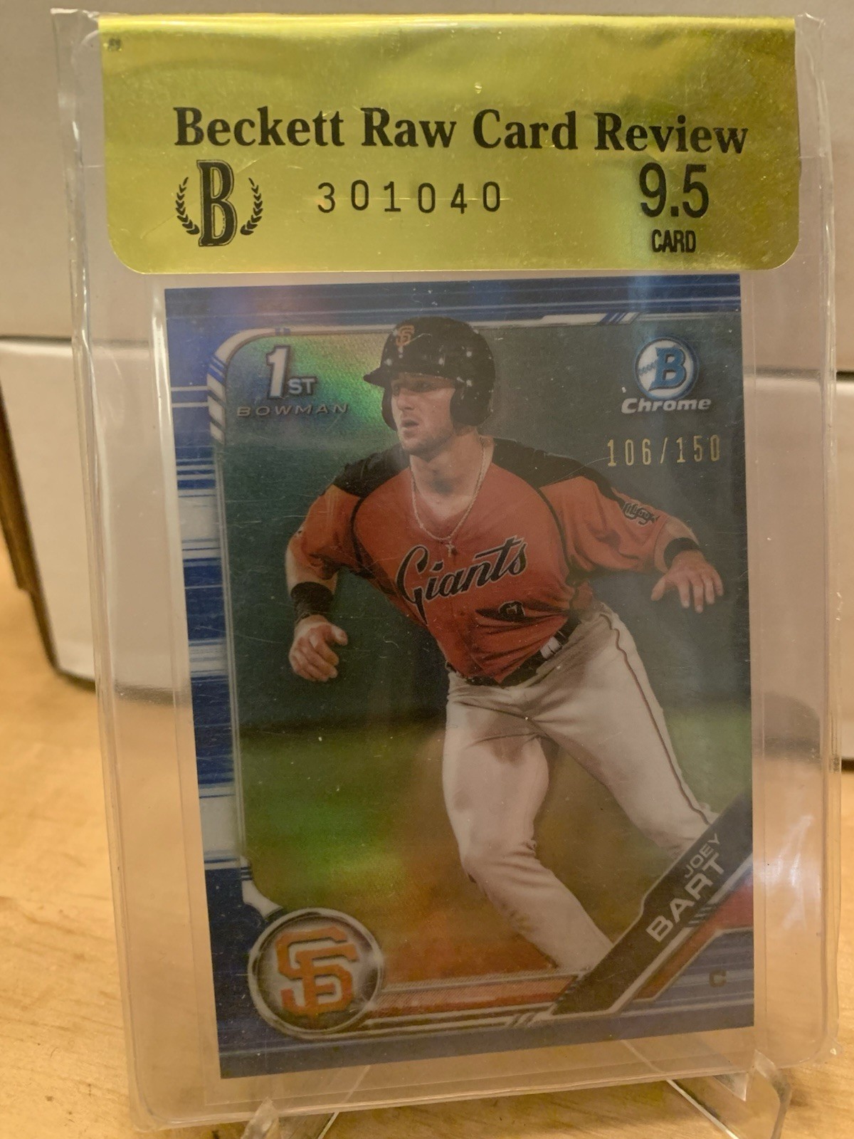 2019 Bowman Chrome Prospects Joey Bart Blue Refractor BCP-50 RC /150 Beckett 9.5
