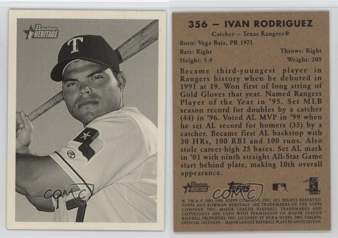2001 Bowman Heritage Ivan Rodriguez #356 HOF 05k6