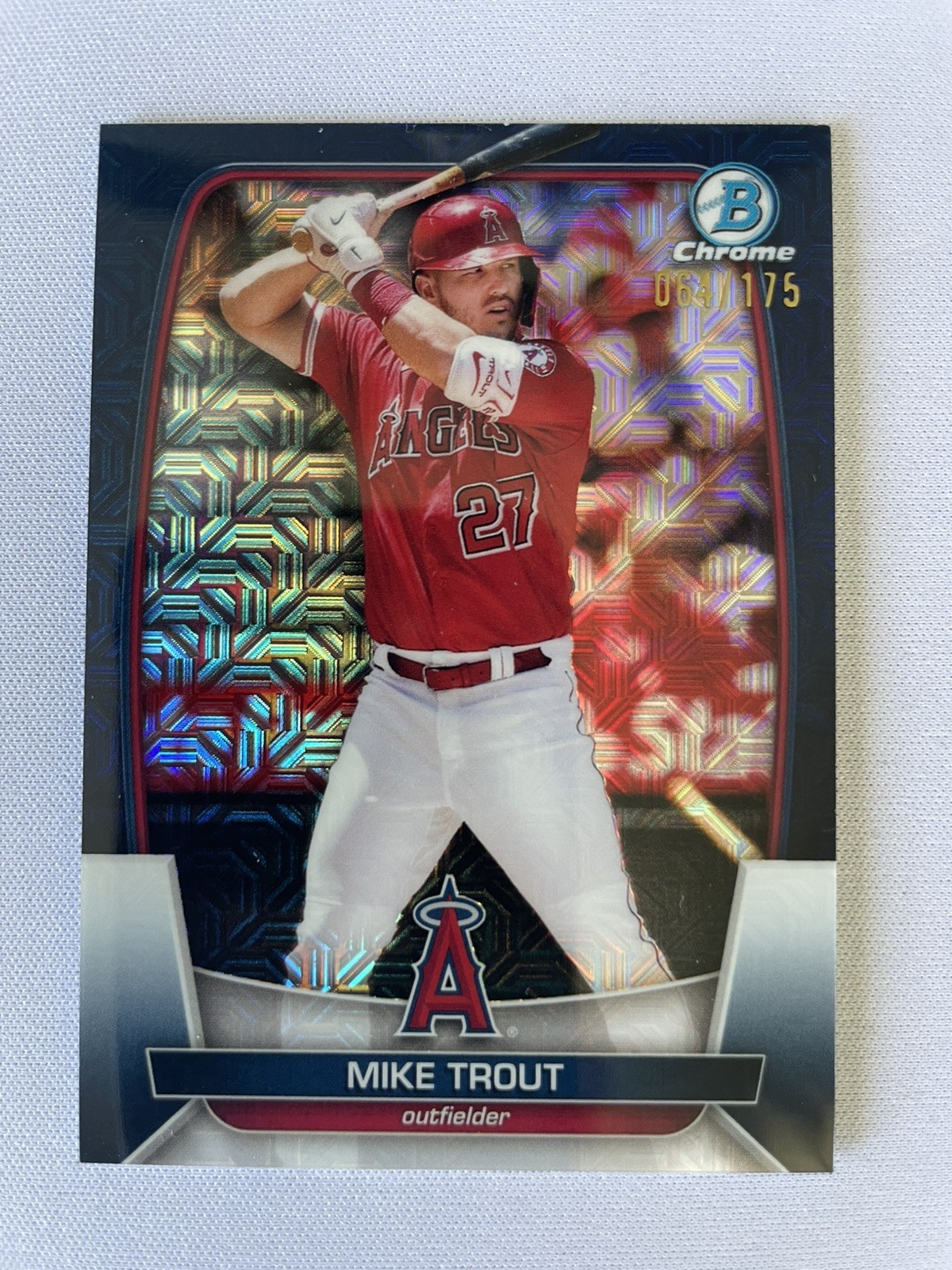 2023 Bowman – Mike Trout #89 Chrome Navy Mojo Refractor /175