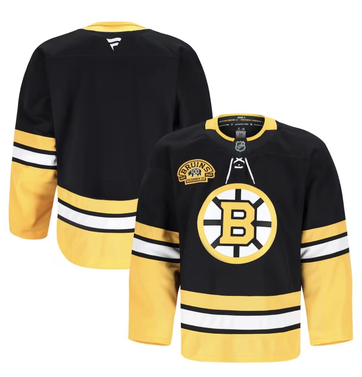 BOSTON BRUINS FANATICS BLANK AUTHENTIC PRO CENTENNIAL GAME JERSEY – SIZE 54 MiC