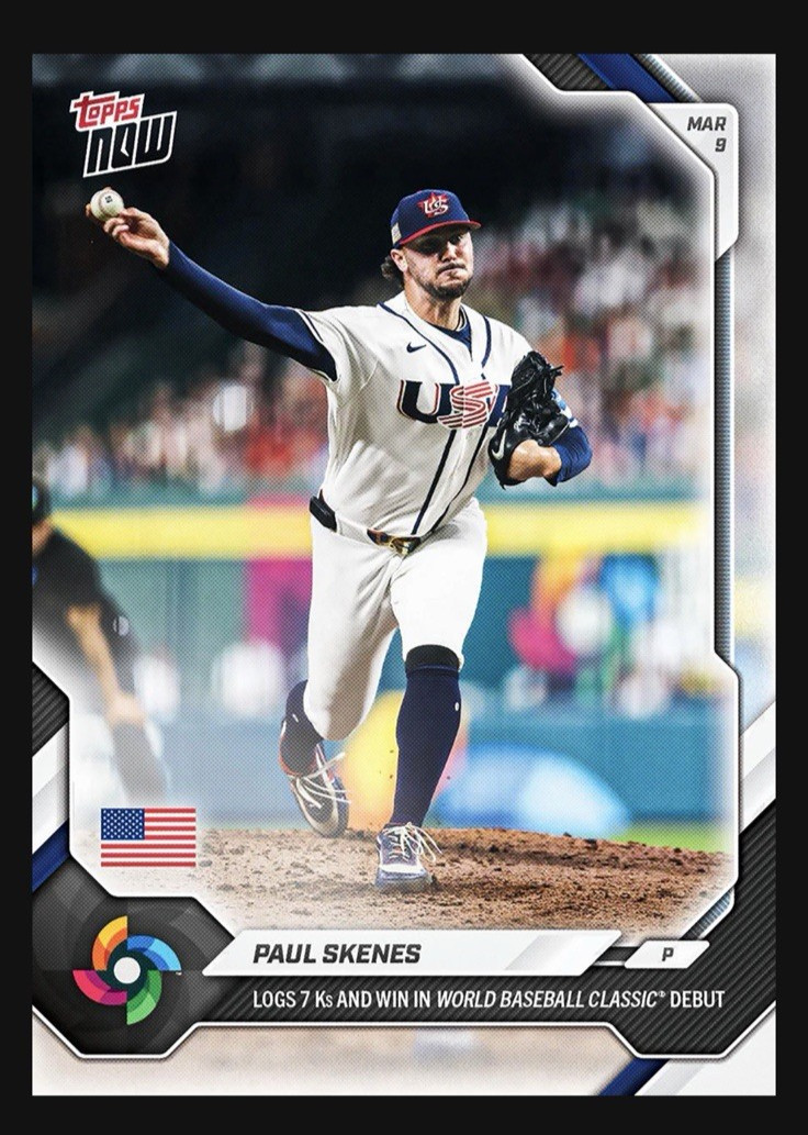 Paul Skenes – 2026 Topps NOW World Baseball Classic Debut – Card 20 PRESALE