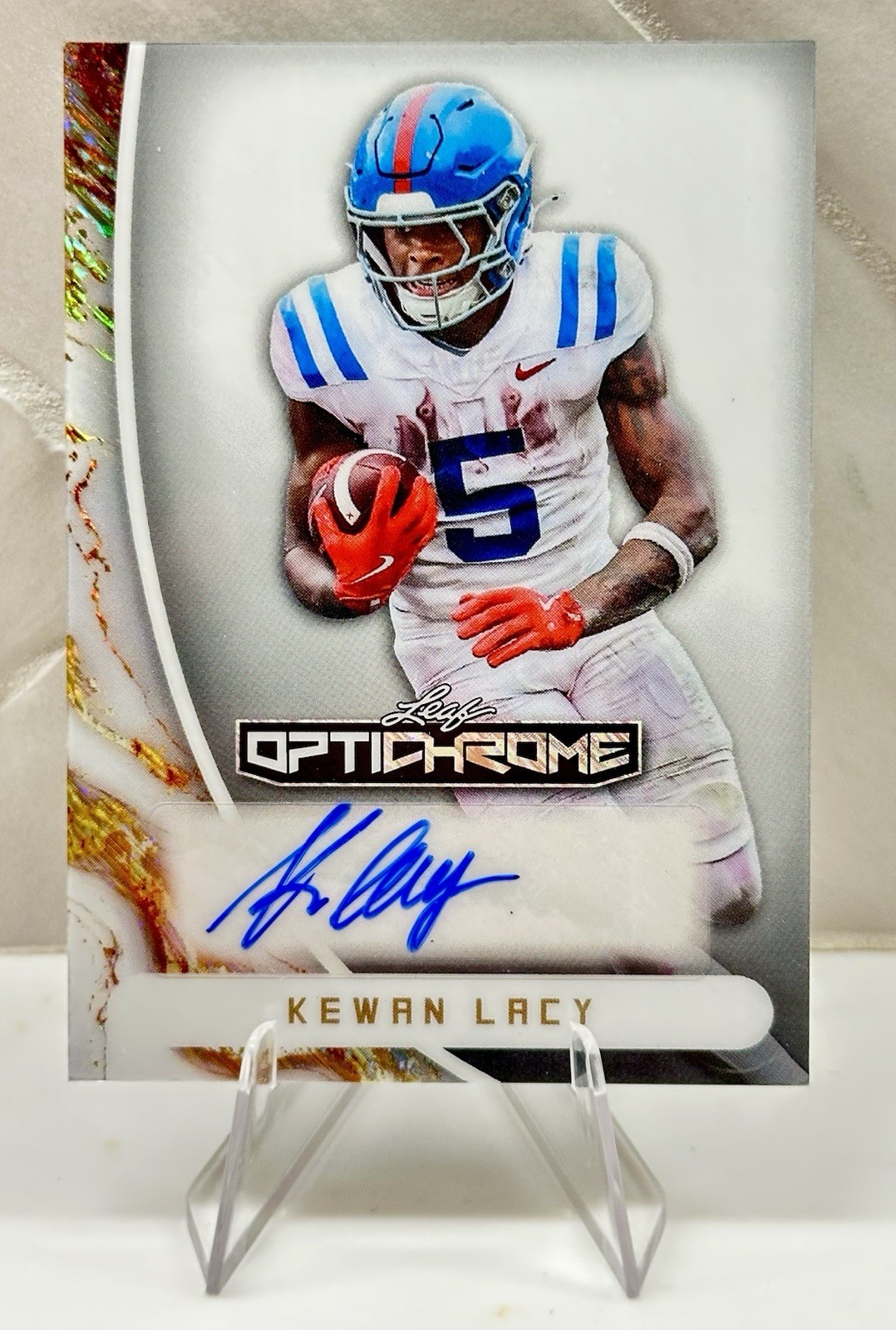 KEWAN LACY 2026 LEAF Optichrome White Refractor Auto #1/1 Ole Miss 🔵🔴🦈