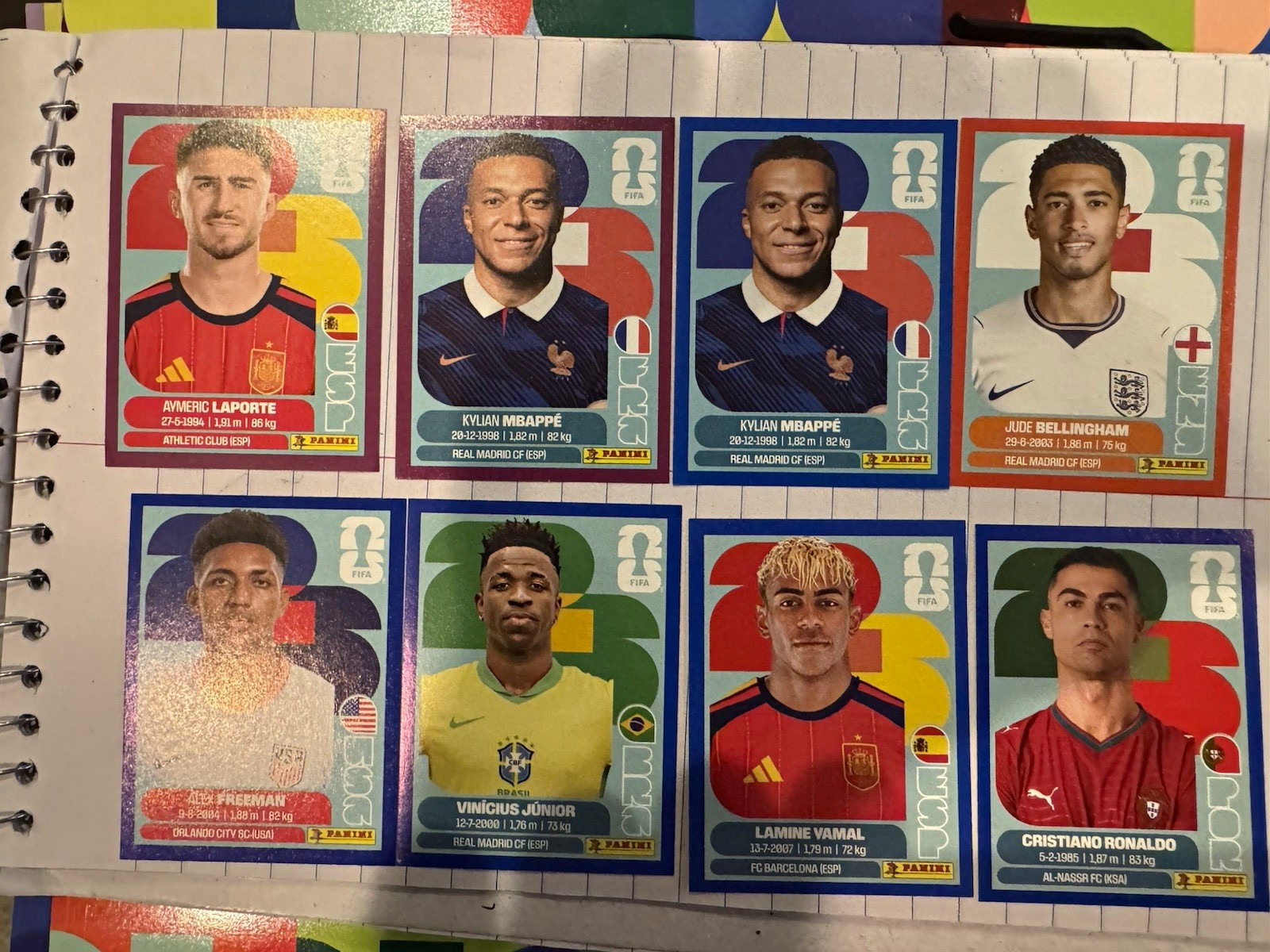 Panini FIFA 2023 Soccer Trading Card Lot of 8 – Mbappé Ronaldo Yamal Bellingham