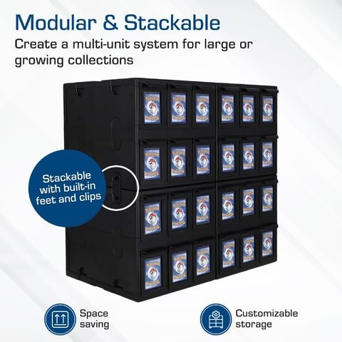 6 Drawer Card Catalog – Black | Stackable Trading Card Organizer Box | Holds …