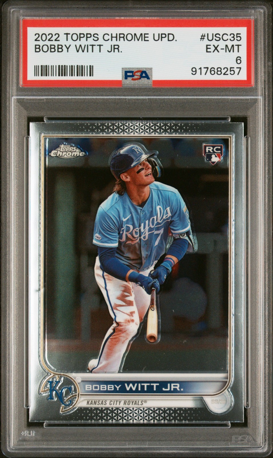 2022 Topps Chrome Update #USC35 BOBBY WITT JR. ROOKIE – PSA 6 EX-MT