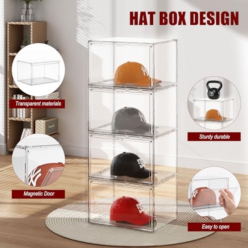 2 Pack Baseball Cap Organizer – Stackable Hat Storage Box – Acrylic Cap