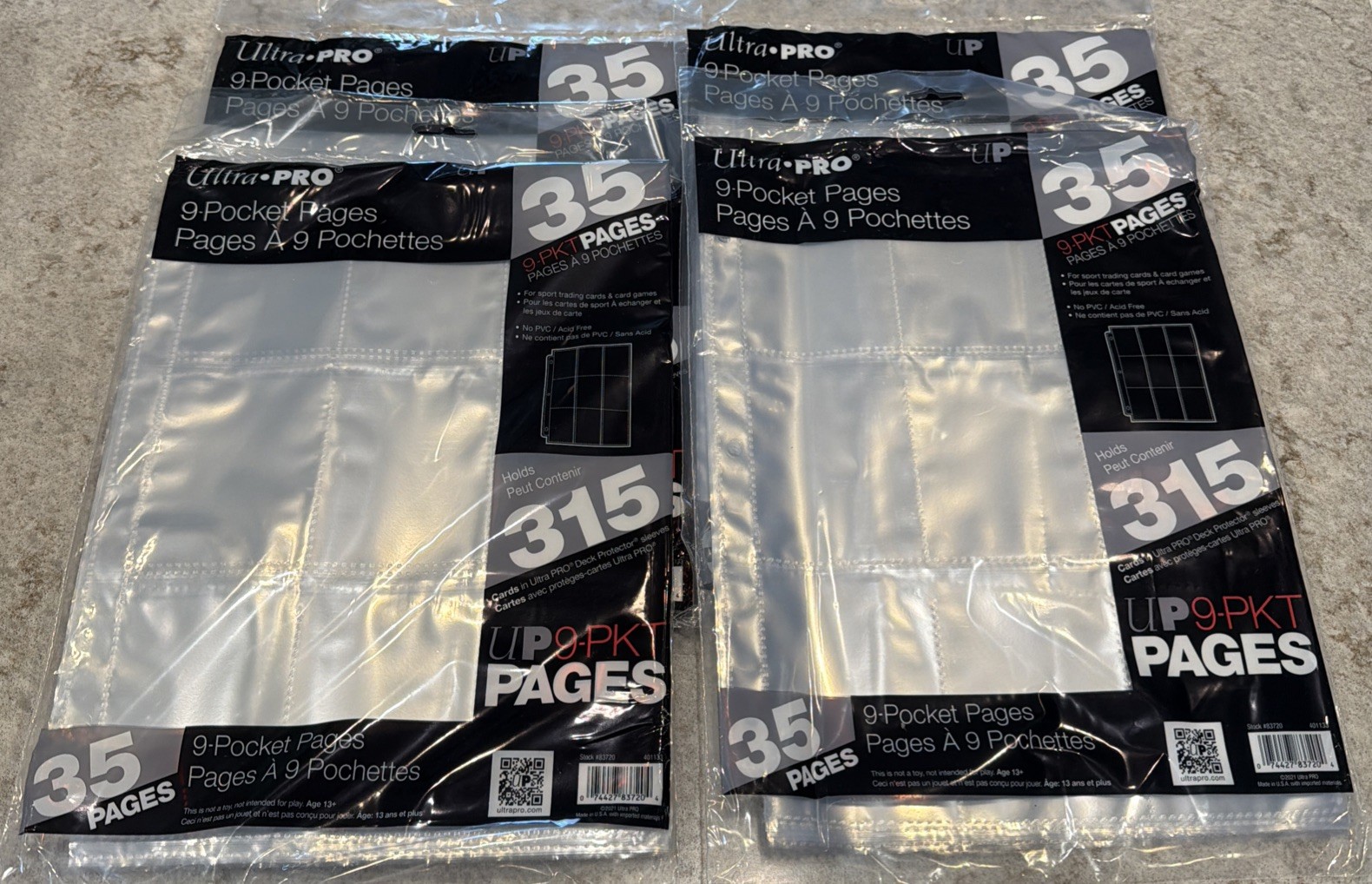 Lot Of 4 Ultra Pro: 9-Pocket Binder Pages – 140 Total Pages – Free Shipping