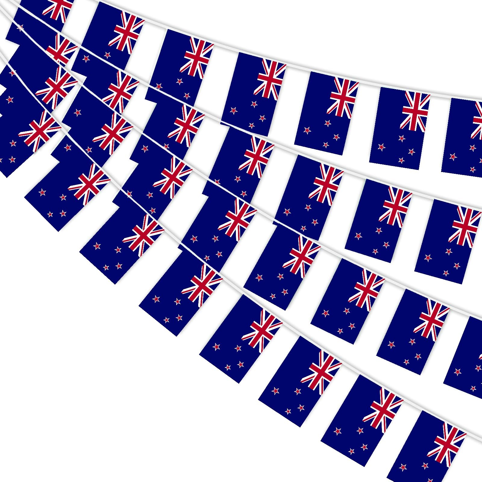 AhfuLife 33 Ft New Zealand String Flags 5.51×8.26 in-30 Pcs,