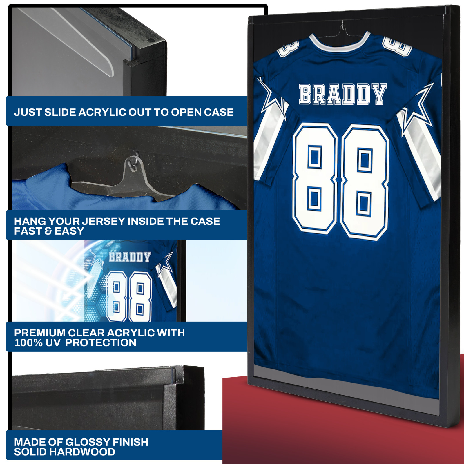 Shadow Black Jersey Display case for jerseys