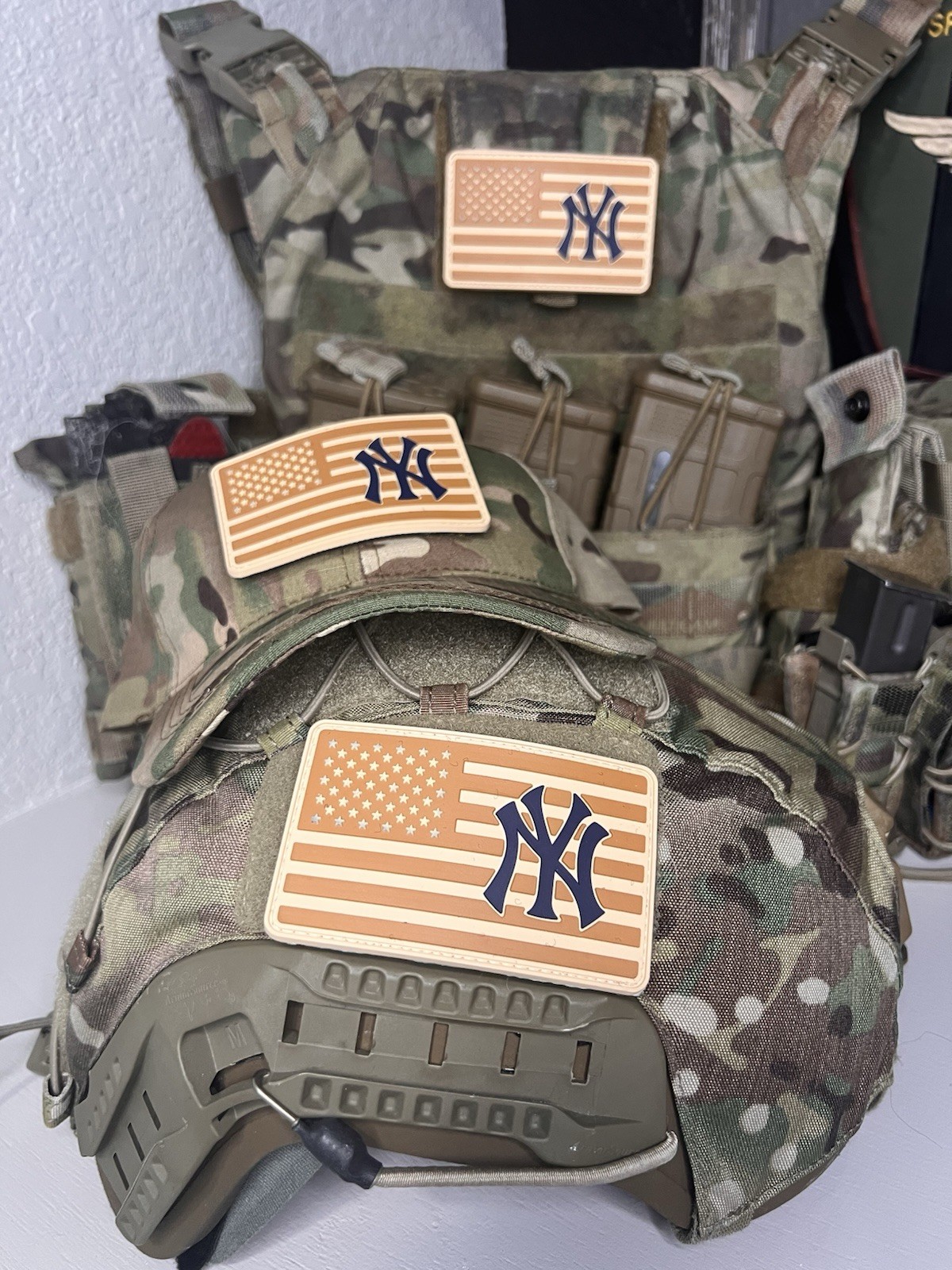 Military Combat American Flag New York Yankees PVC Patch W Vlcro