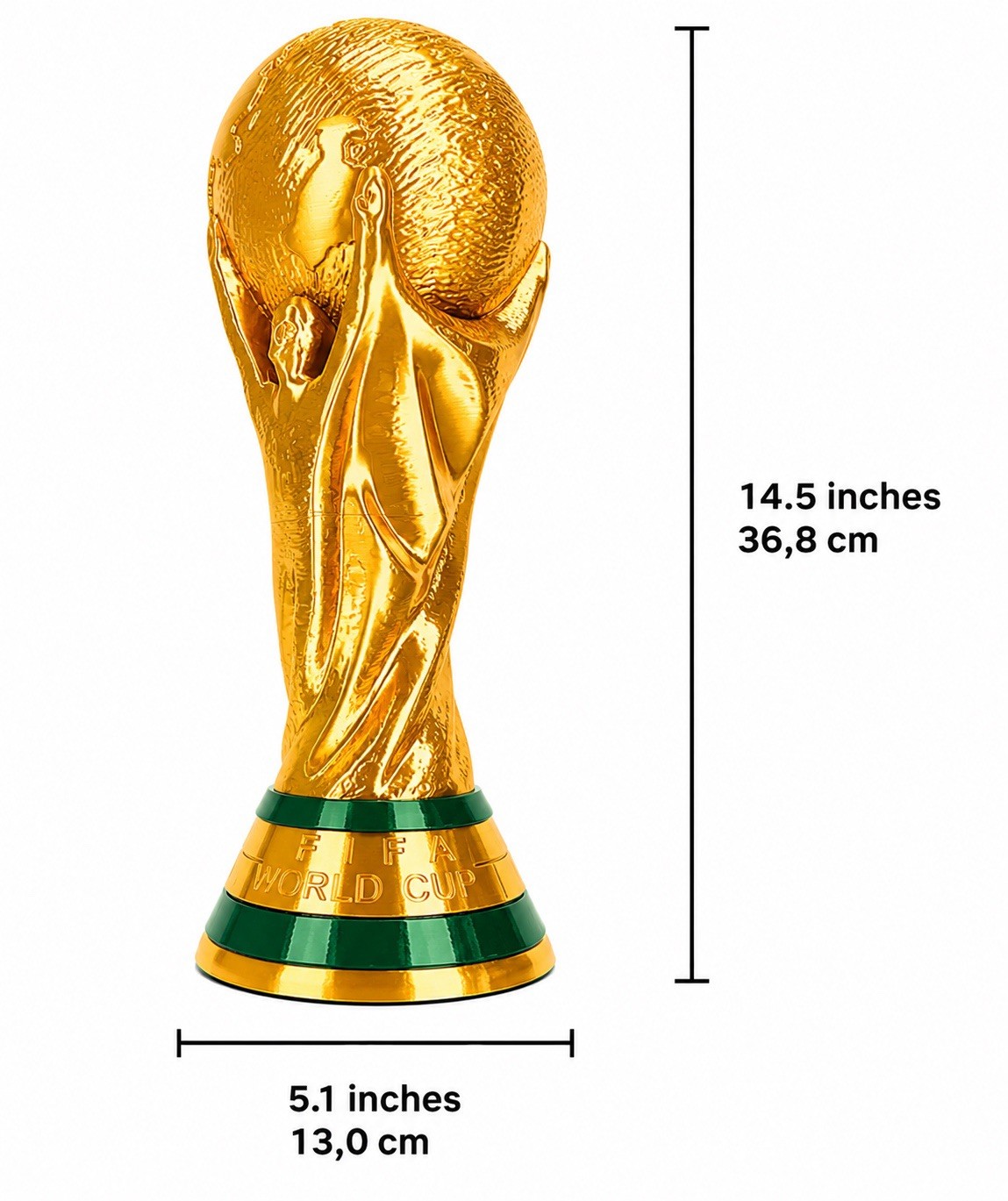 14.5” World Cup Trophy Replica Gold Soccer Cup 3D Printed TikTok 2026 Champions