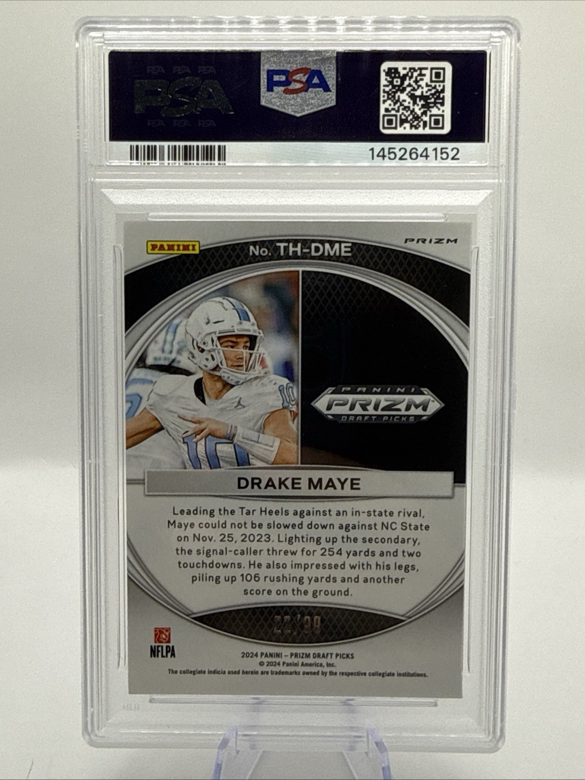 2024 Prizm Draft Picks Trophy Hunting Blue Ice Drake Maye /99 PSA 10 #TH-DME