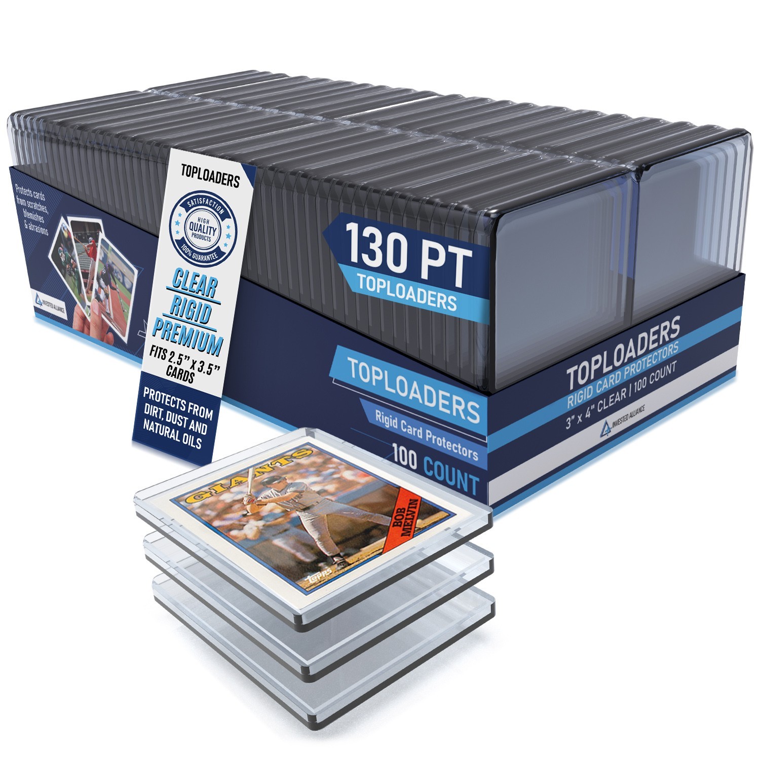 130pt Toploaders for Thick Trading Cards – 3×4 Rigid Clear Holders –100 Pack TCG