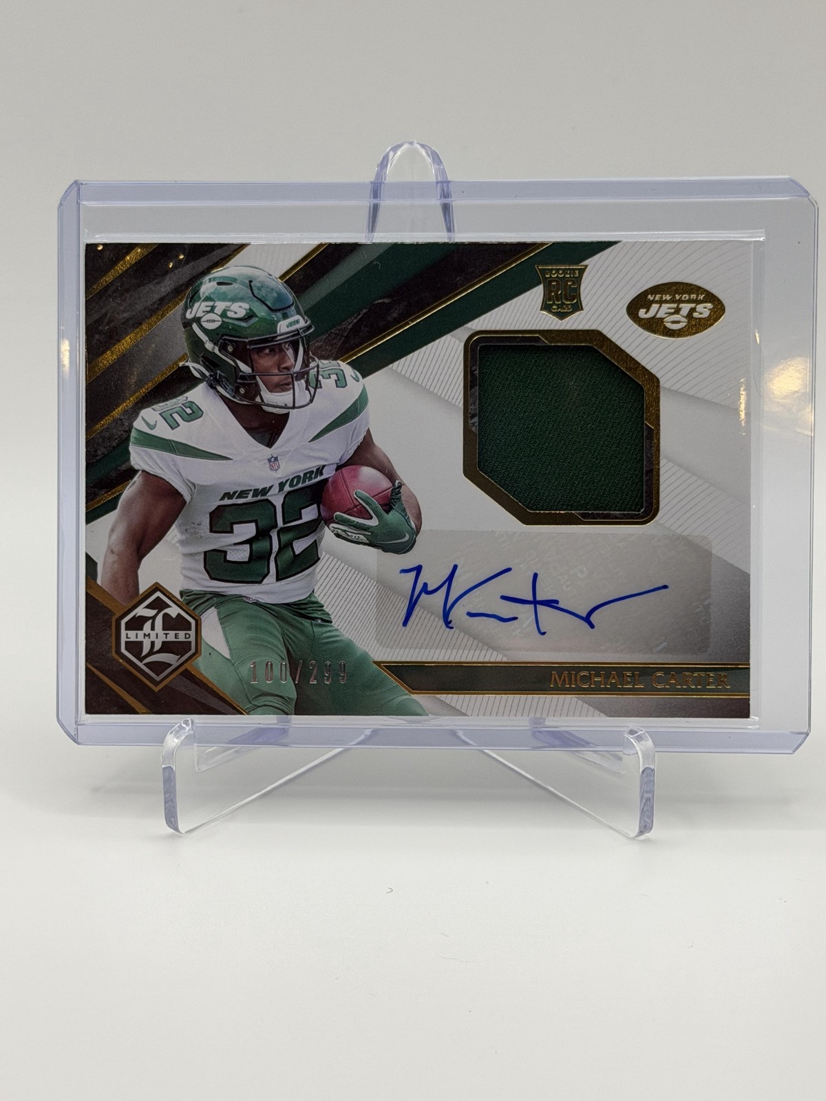 Michael Carter 2021 Panini Limited #135 #/299 SN,RC,MEM,AU