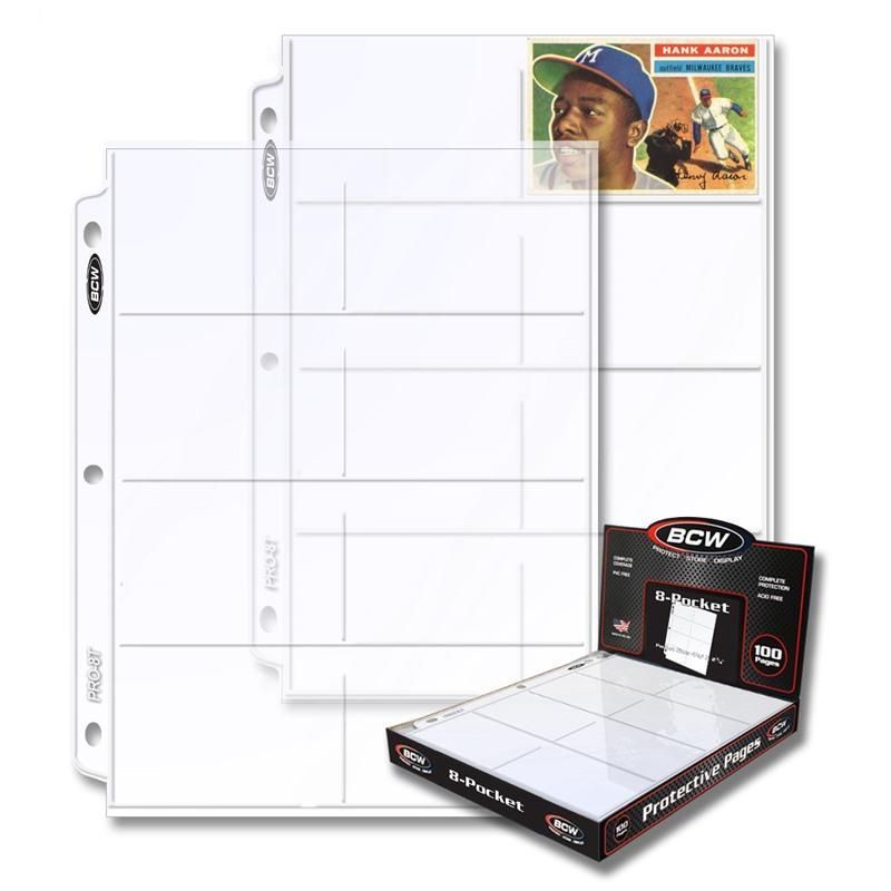 10 BCW PRO 8-POCKET PAGE Binder Sheets-Vintage Collectible Sports Cards