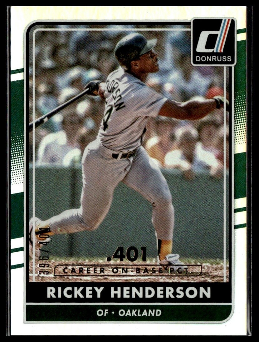 2016 Donruss #184 Rickey Henderson Career Stat Line #/401