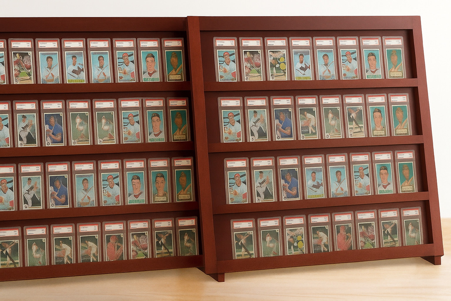 Graded Trading Card Display Case 72 PSA Slabs Tabletop USA Sport Cherry Stand