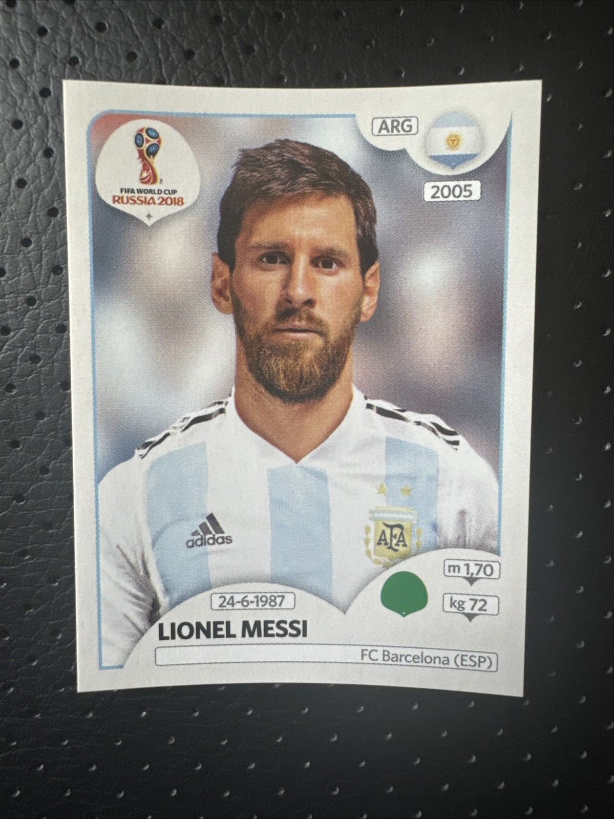 Panini 2018 FIFA World Cup Russia Sticker #288 Lionel Messi Argentina Portrait