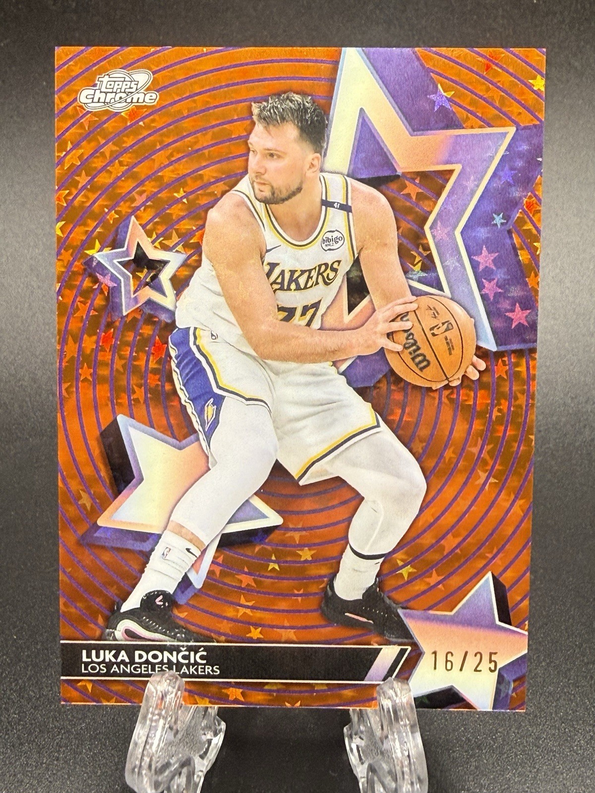 2025-2026 Topps Cosmic Chrome Luka Doncic Starfractor Orange /25 SSP SF-4