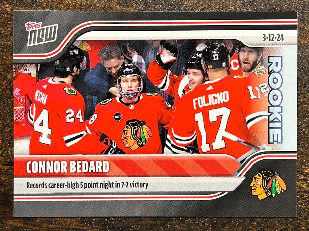 2023-24 NHL Topps NOW Connor Bedard RC – Sticker #144 5-PT Night – Blackhawks