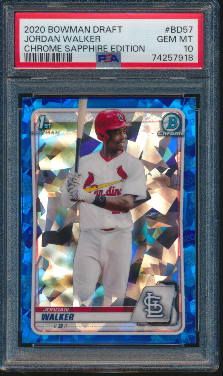 PSA 10 JORDAN WALKER 1st 2020 Bowman Chrome Draft Sapphire Refractor RC GEM MINT