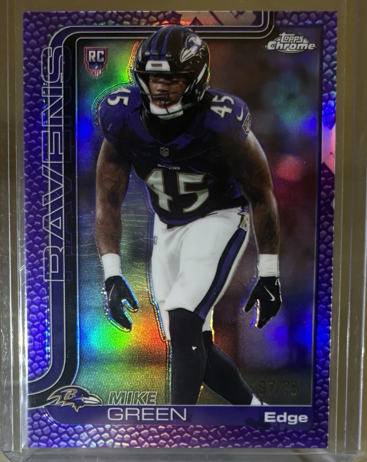 2025 Topps Chrome Mike Green RC #376 Purple Parallel 67/75 Baltimore Ravens
