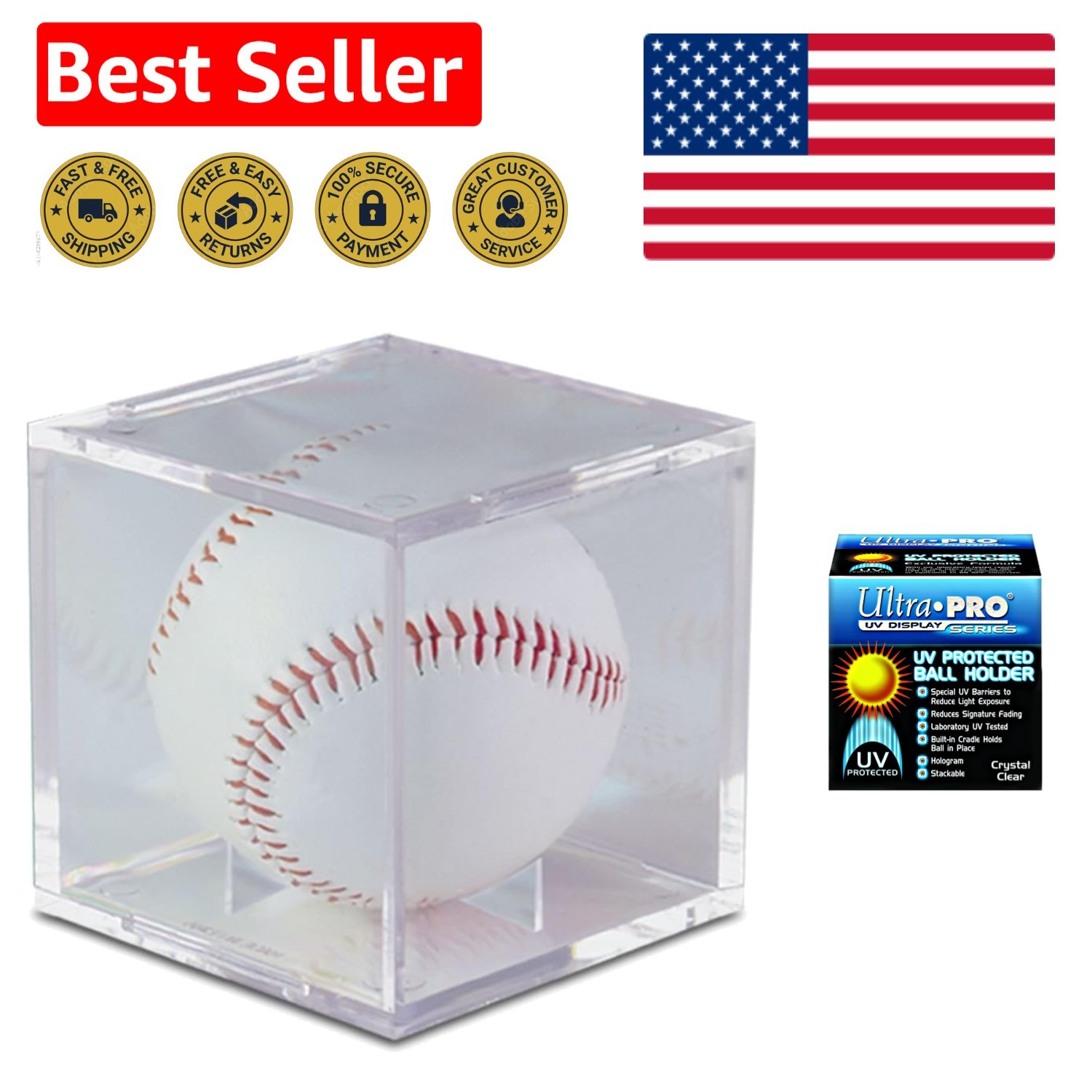 Elegant Tabletop Baseball Holder – Clear, Stackable, & Signature Preserve
