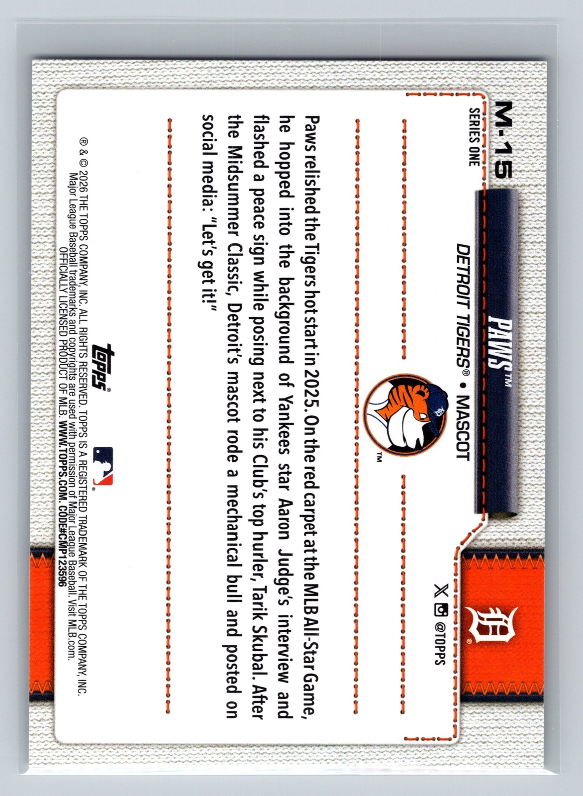 2026 Topps Paws #M-15 Mascots