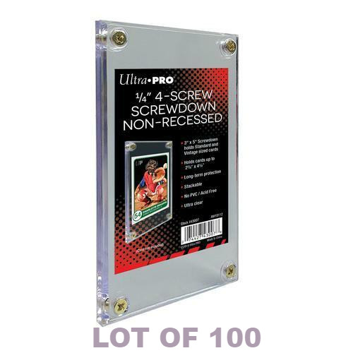 LOT of 100 ULTRA PRO NON-RECESSED 1/4″ SCREWDOWN for 2.5″ x 3.5″ Cards #43007