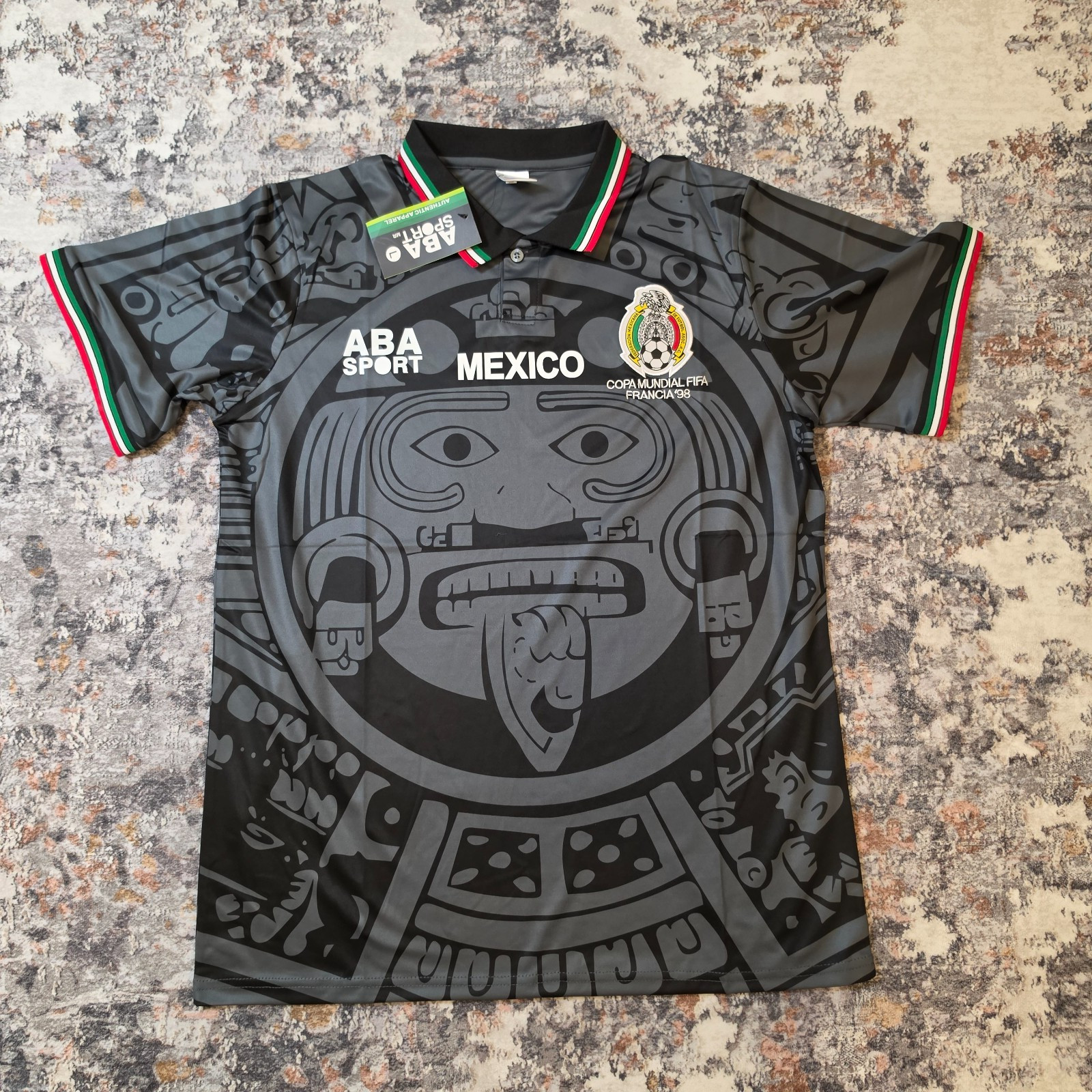 ABA Sport Mexico 1998 World Cup Home Jersey France 98 Aztec Print Size L (NWT)