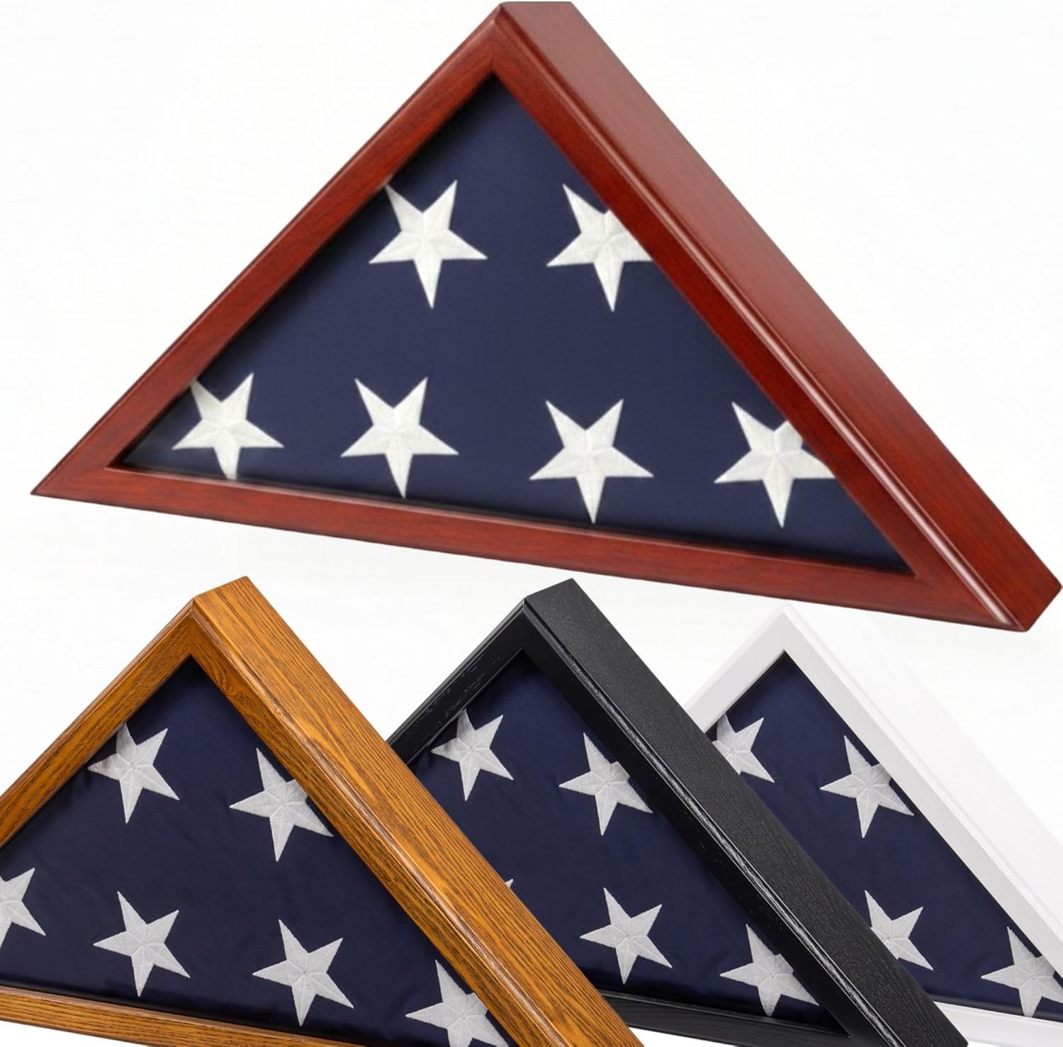 Secure Glass Front Flag Display Case for Veterans – Elegant Mahogany Finish