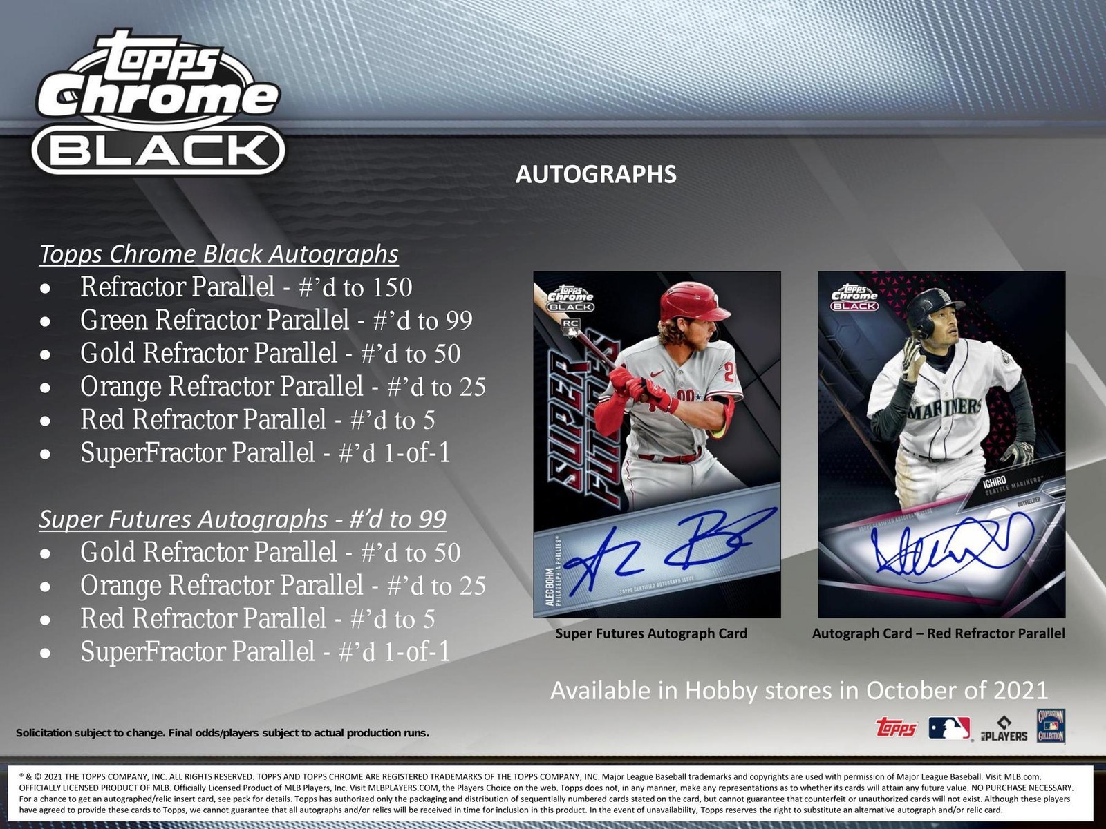 2021 Topps Chrome Black Baseball Factory Sealed HOBBY BOX (1 Auto/Box) QTY AVAIL