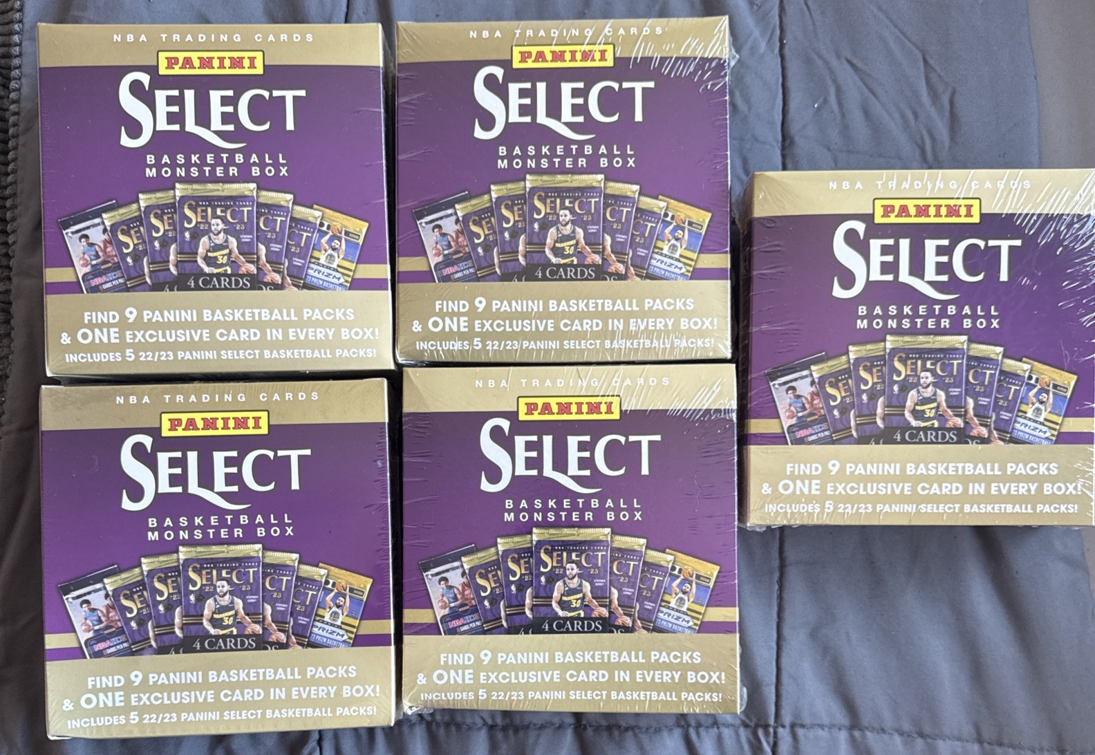 5 x 2022-23 Panini Select NBA Basketball Monster Box New Factory Sealed