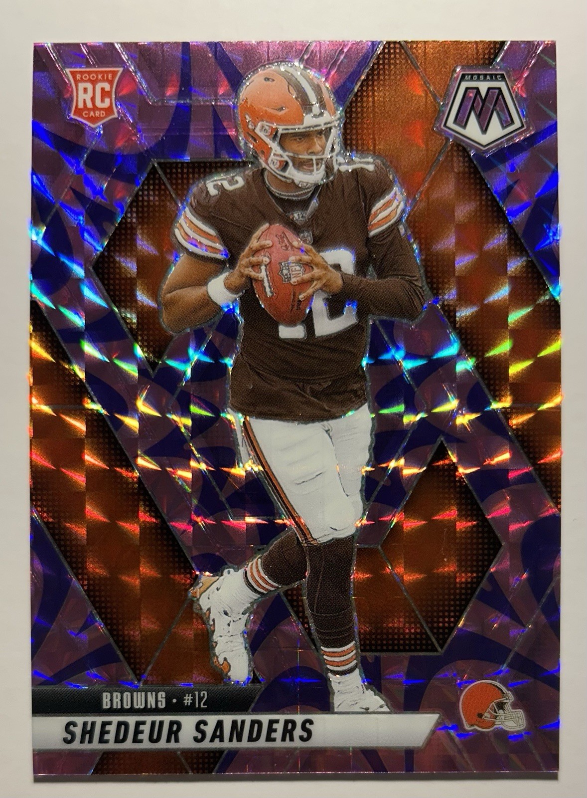 2025 Panini Mosaic – Rookies Shedeur Sanders #302 Reactive Purple Mosaic Prizm