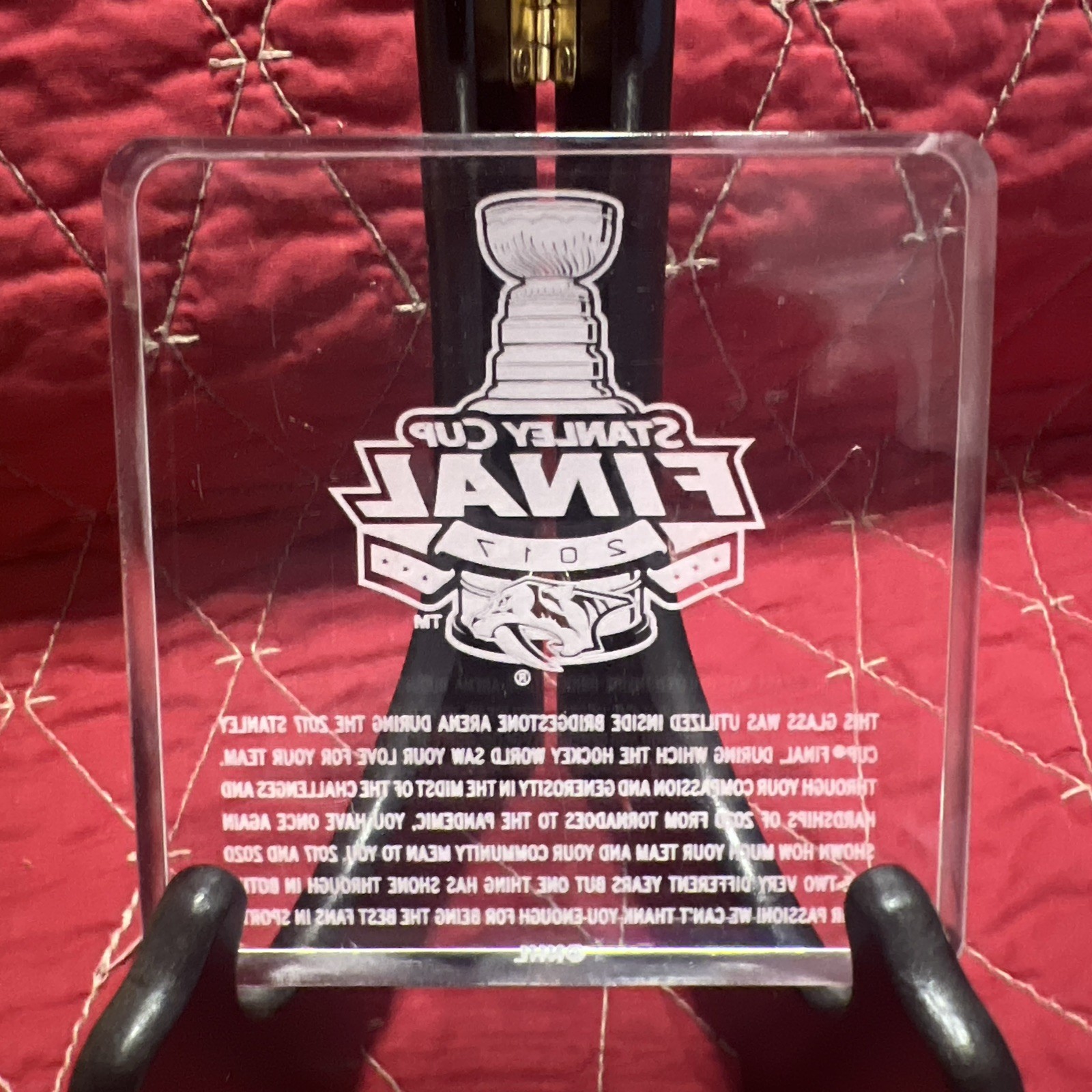 *Authentic Game Used Glass Penguins/Predators 2017 Stanley Cup Finals *No Stand