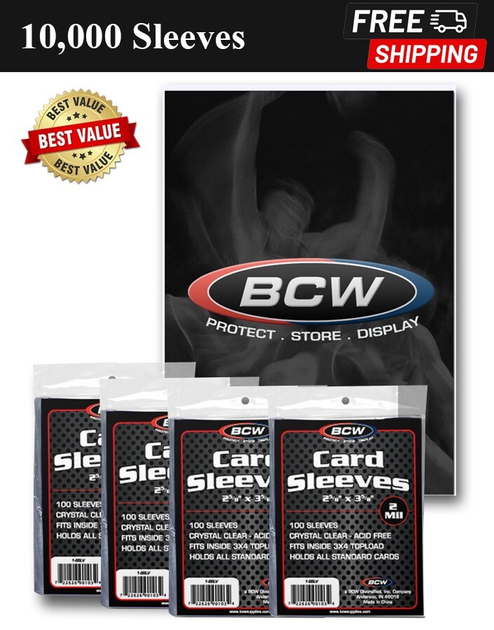 10000 BCW Standard Trading Card Sleeves Sport Baseball Football Topload Holders