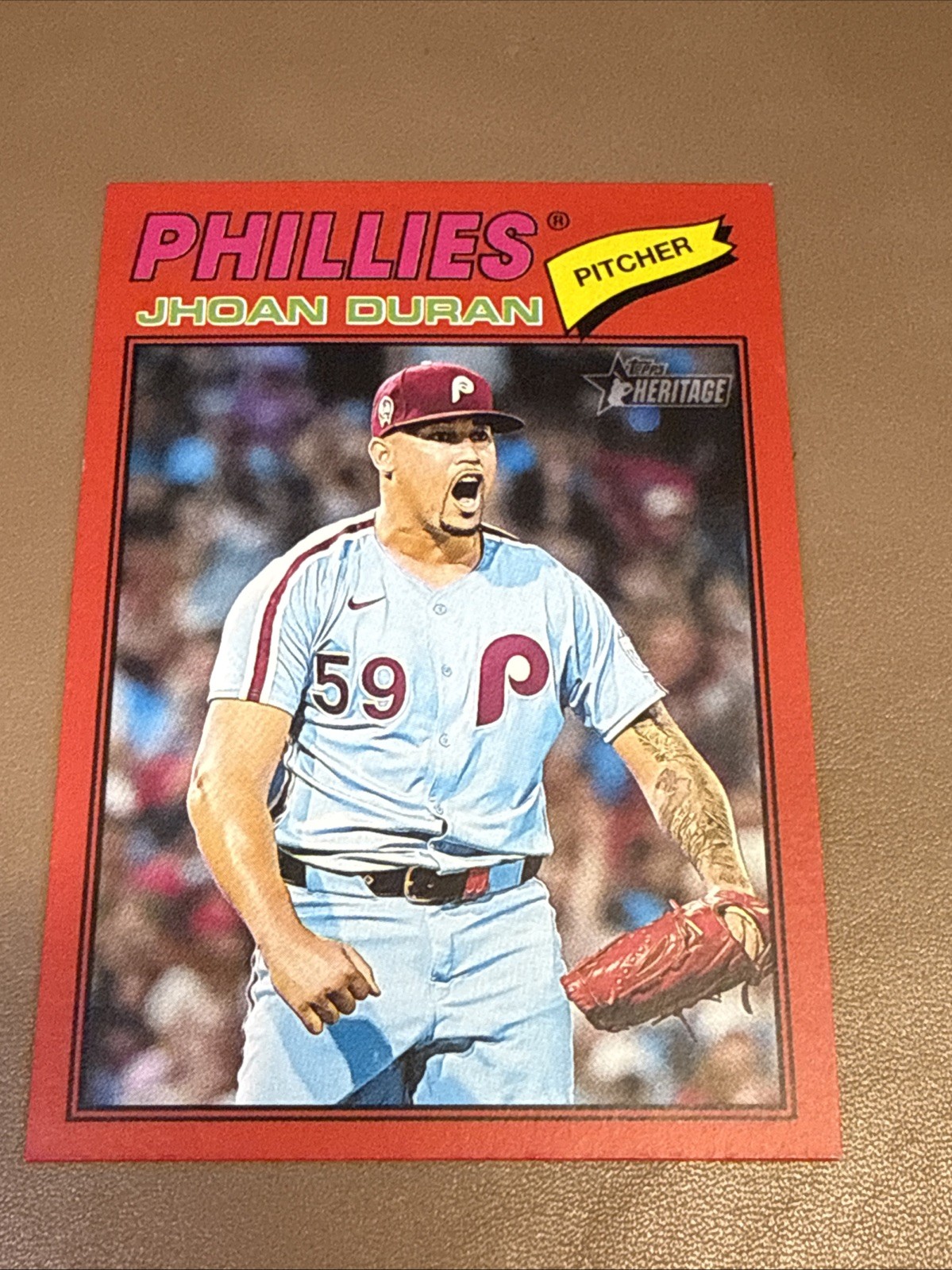 Jhoan Duran 2026 Topps Heritage Red Border SP Parallel Baseball #14 Phillies