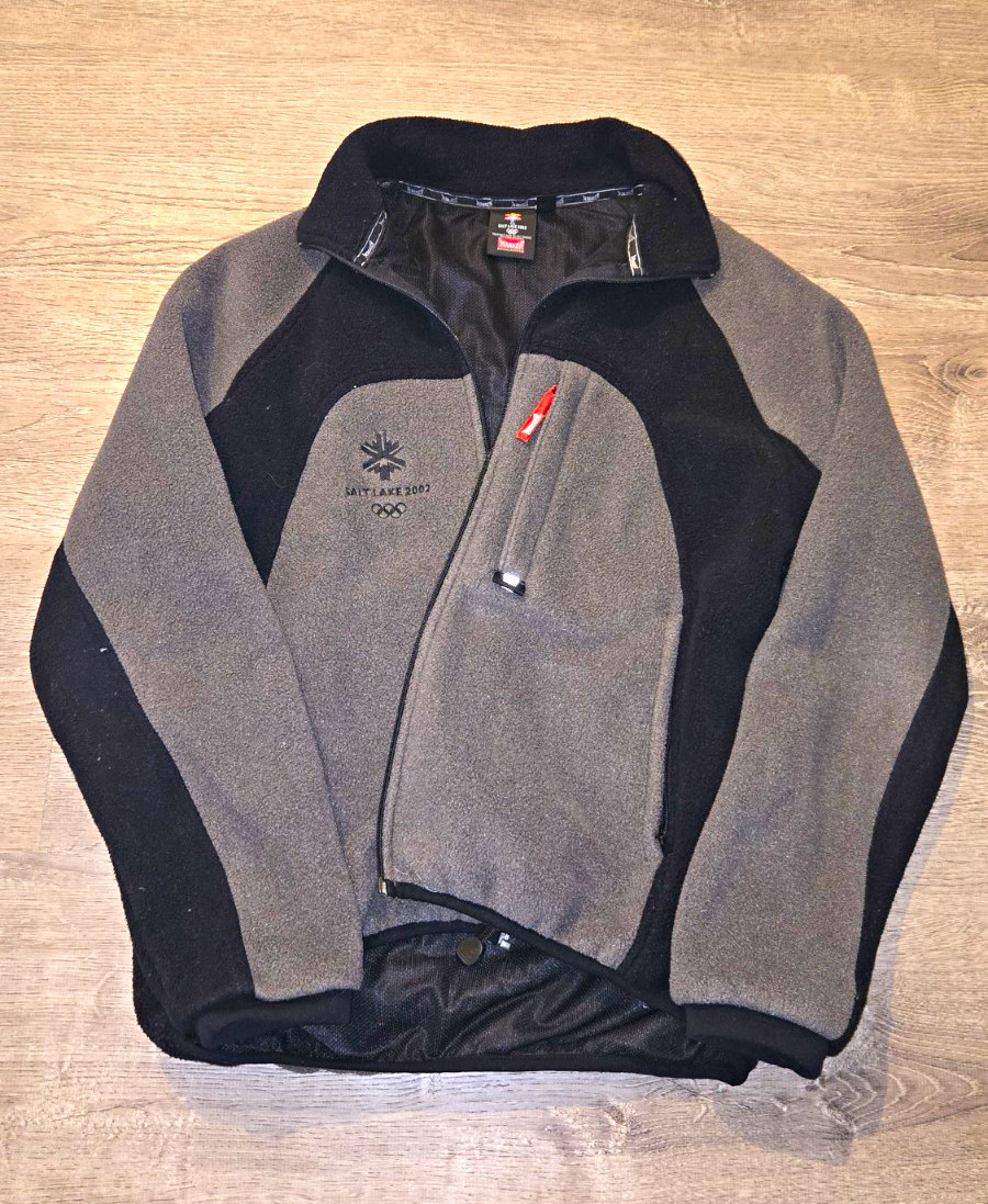 Marker Salt Lake 2002 Olympics Full Zip Fleece Jacket Gray Black Men’s S