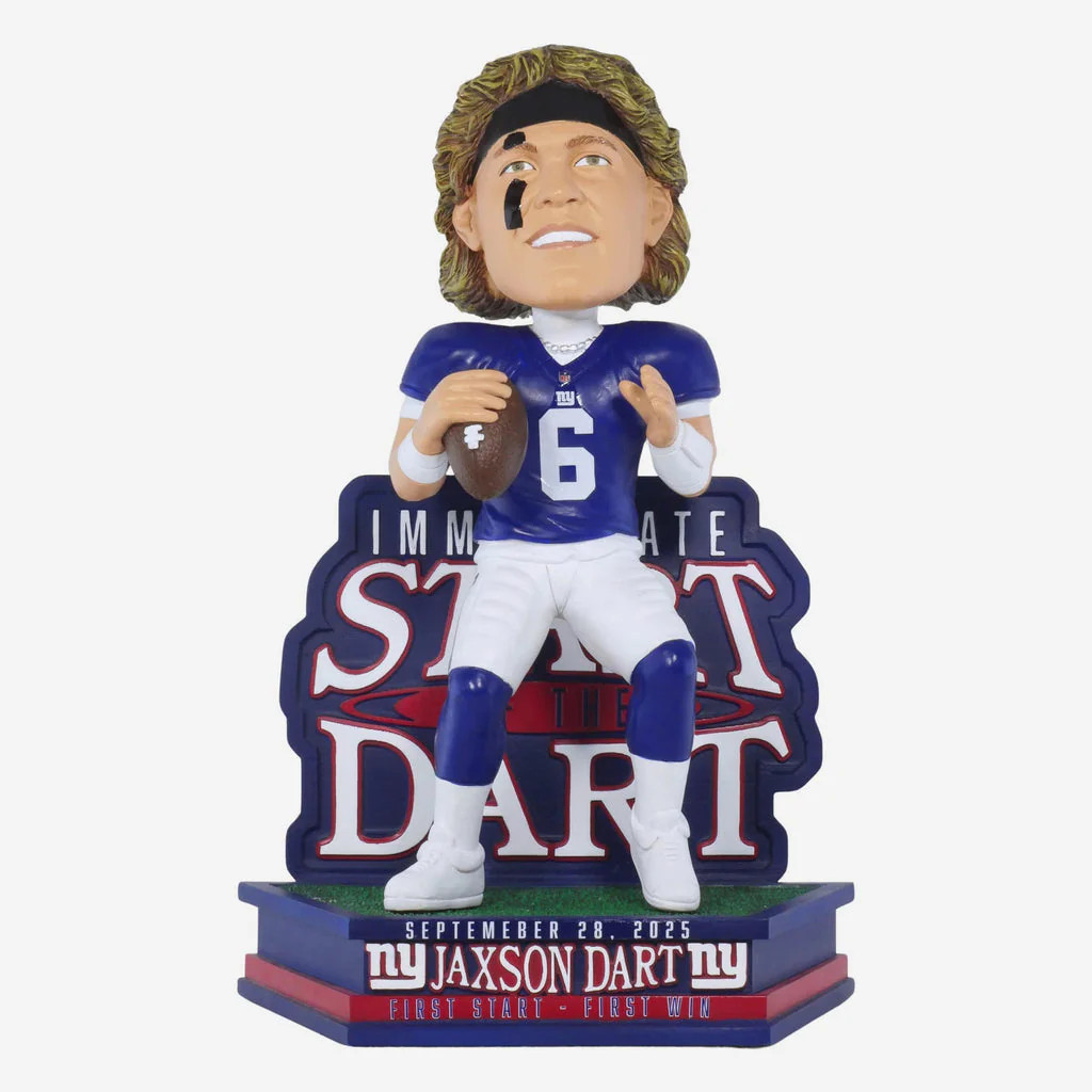 Jaxson Dart New York Giants First Career Win Bobblehead NFL Football