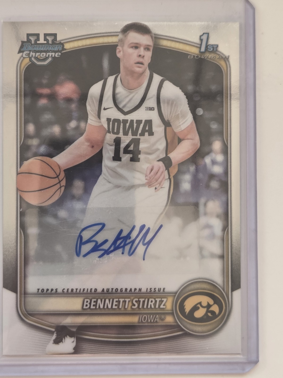 2025-26 BOWMAN CHROME BENNETT STIRTZ AUTO 1ST PROSPECT HAWKEYES +25 NBA CARDS