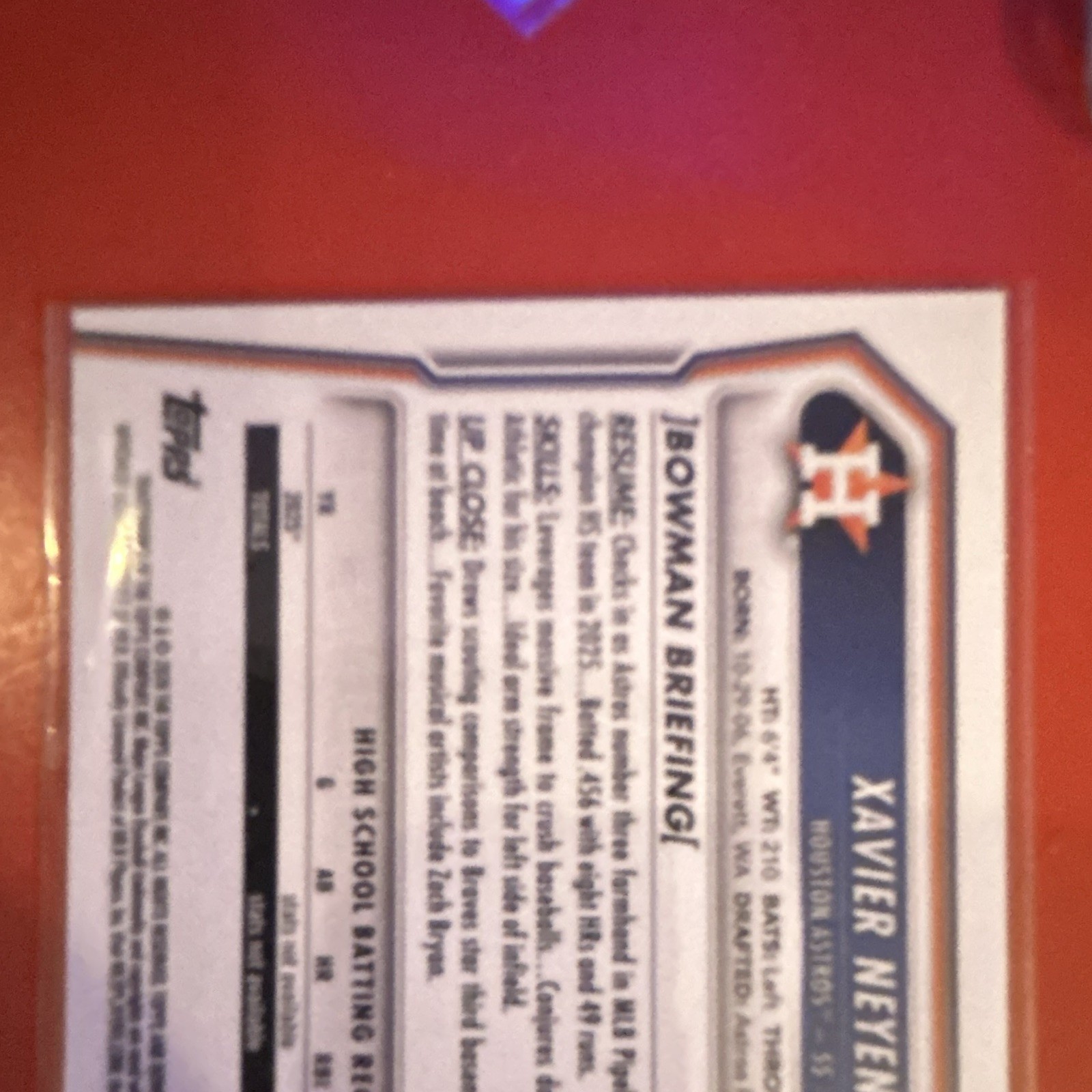 Xavier Neyens 2025 Bowman Draft Chrome Bowmanfractor #BDC-2 /35 Astros. 31/35