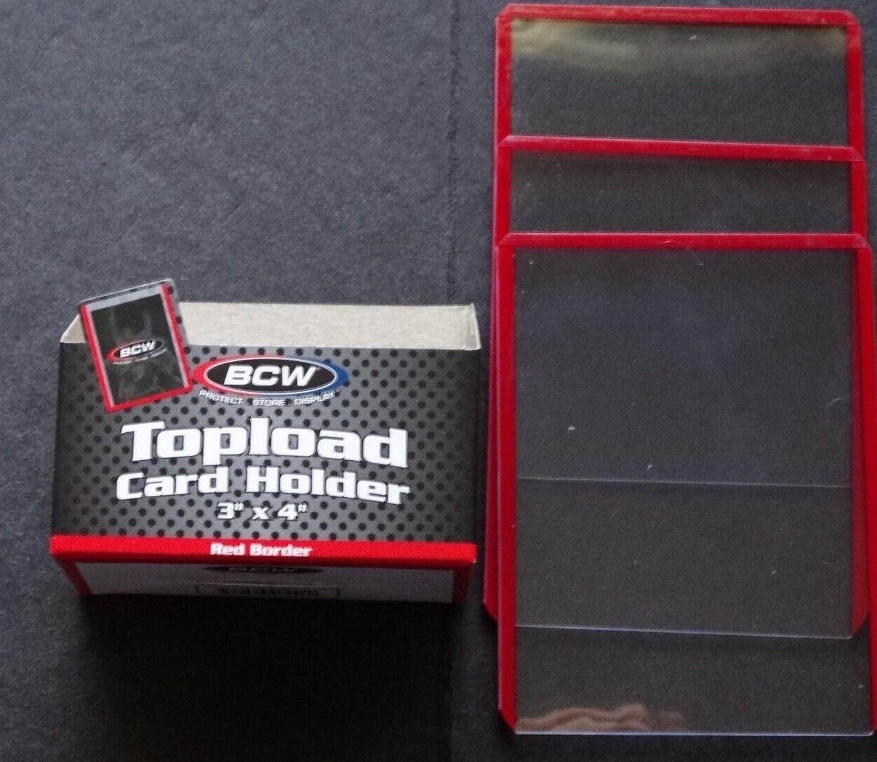 (3 Loose Holders) BCW Red Border Regular 20pt Card Top Loader Card Holder