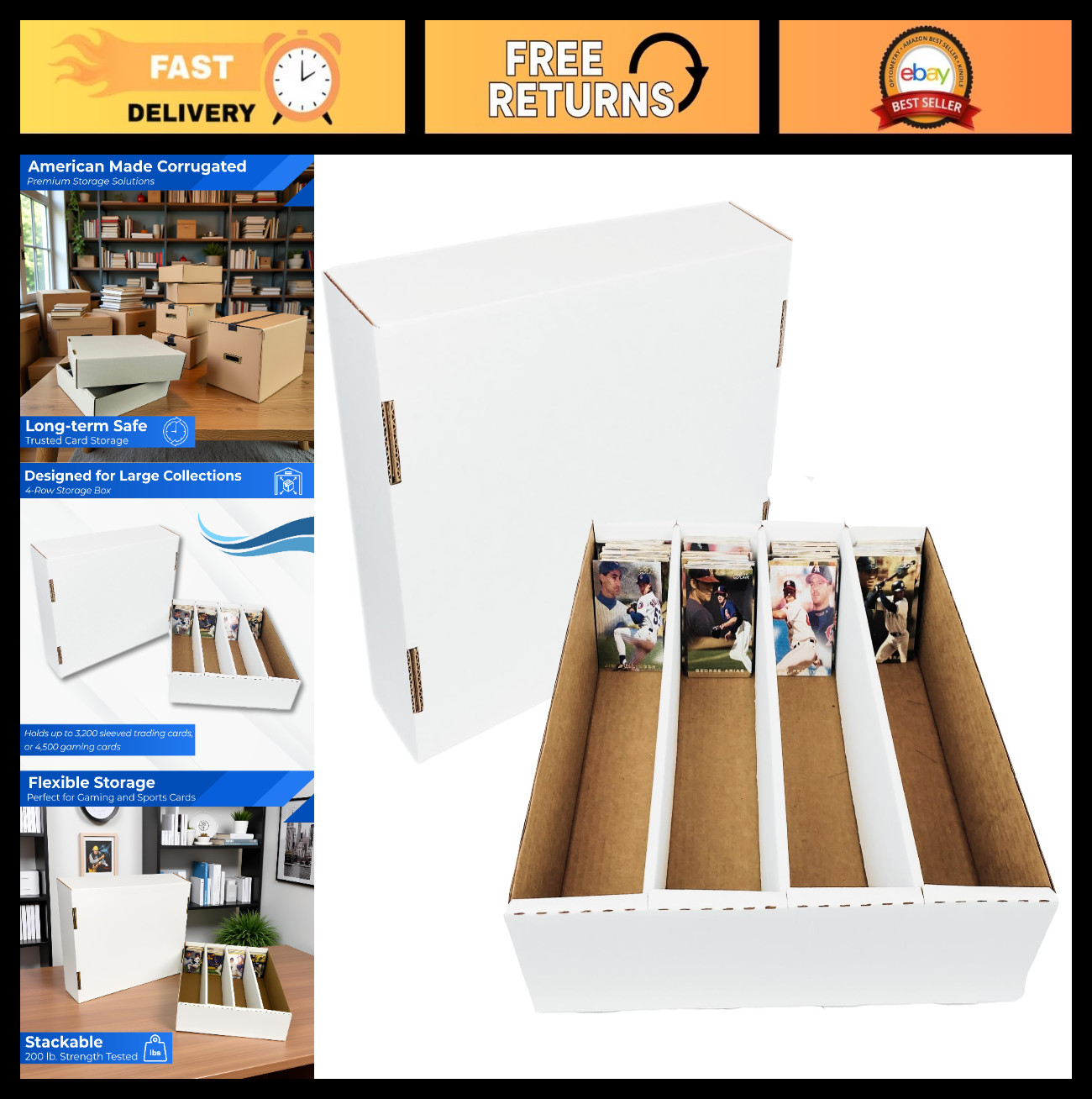3200 ct Trading Card Storage Box – Durable Organizer for Sports & Gaming Cards –