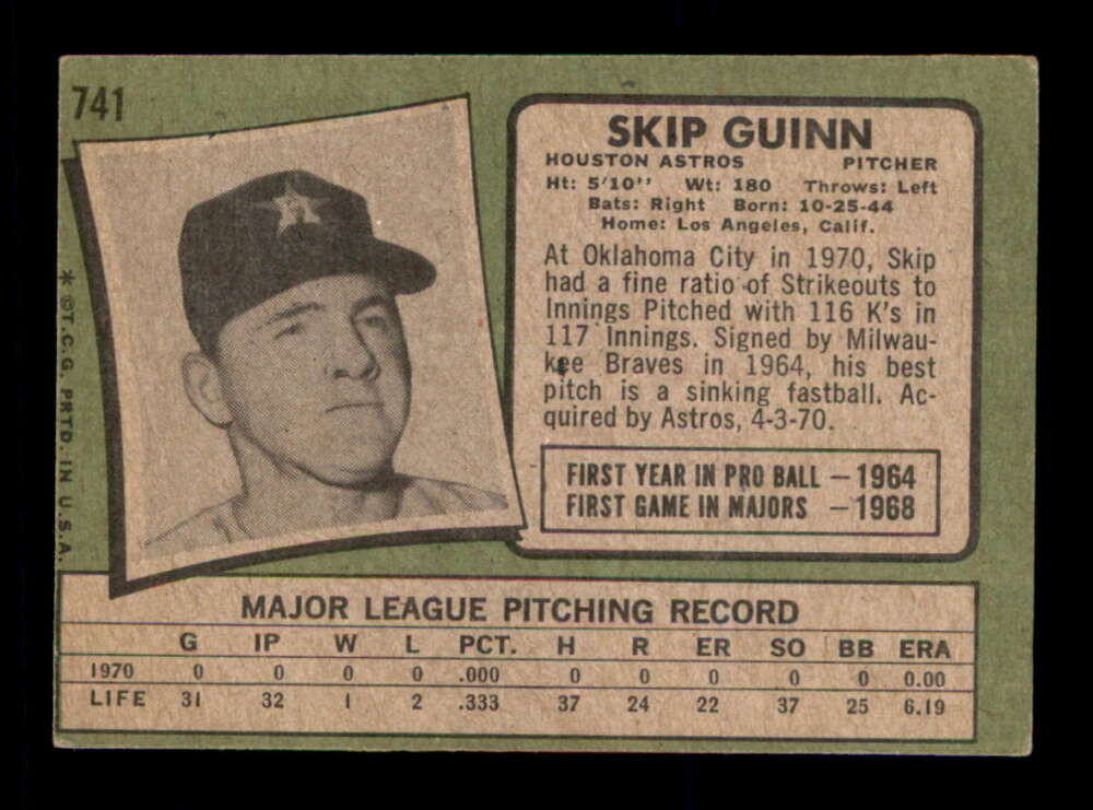 1971 Topps #741 Skip Guinn VG/VGEX X3155965