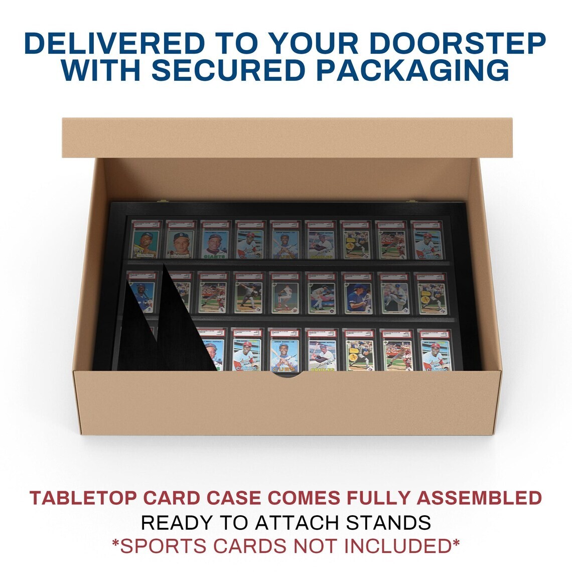 Graded Trading Card Display Case 36 PSA Slabs Tabletop USA Sport Wood Show Stand