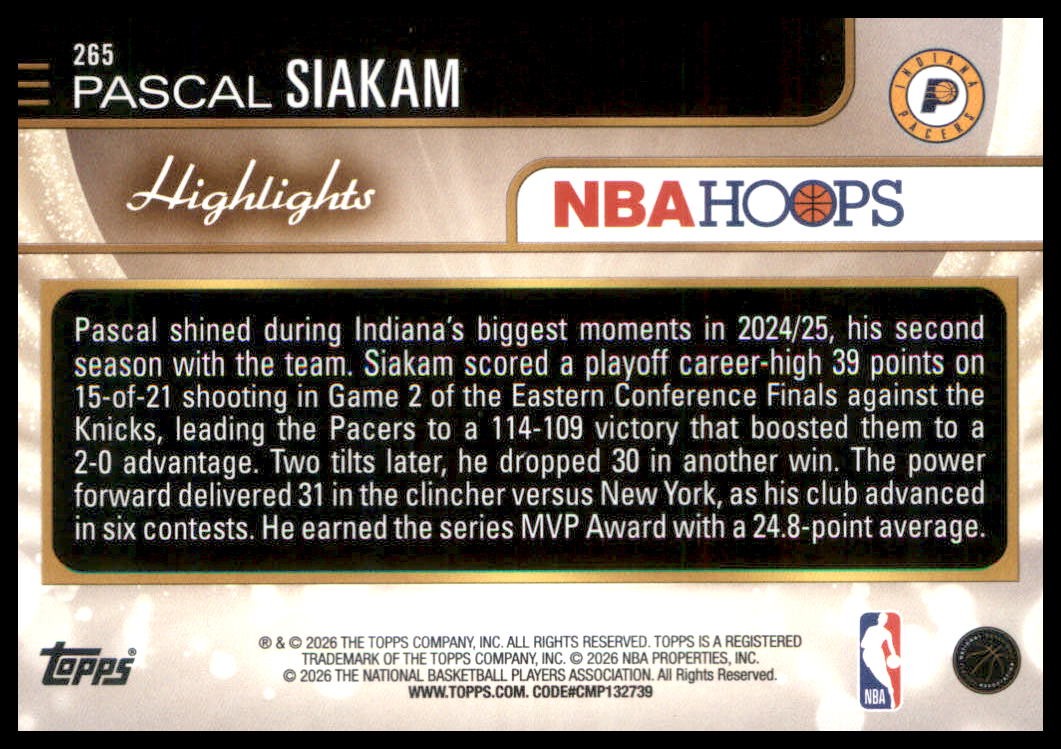 2025-26 Hoops #265 Pascal Siakam
