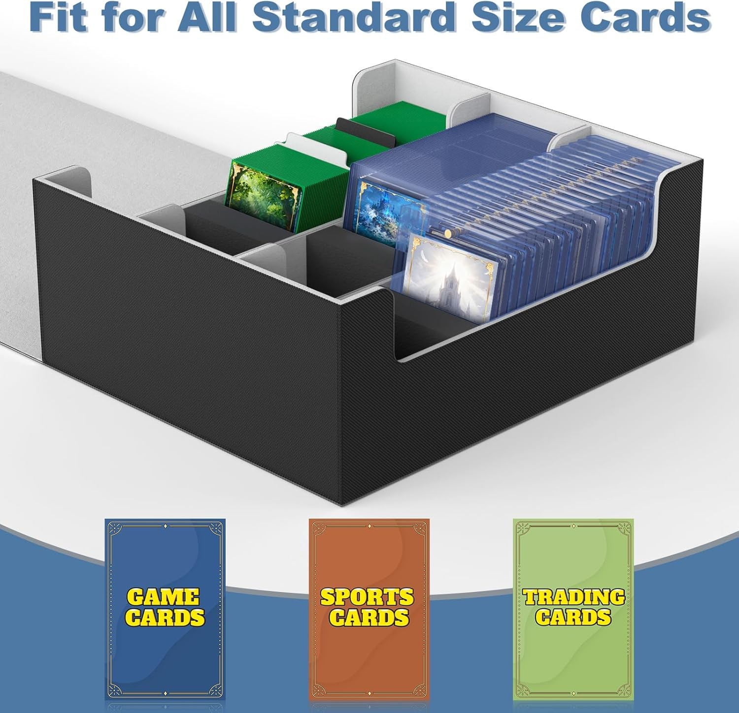 Card Deck Case for Trading Cards 1800+, Trading Card Storage Box Fits Toploader