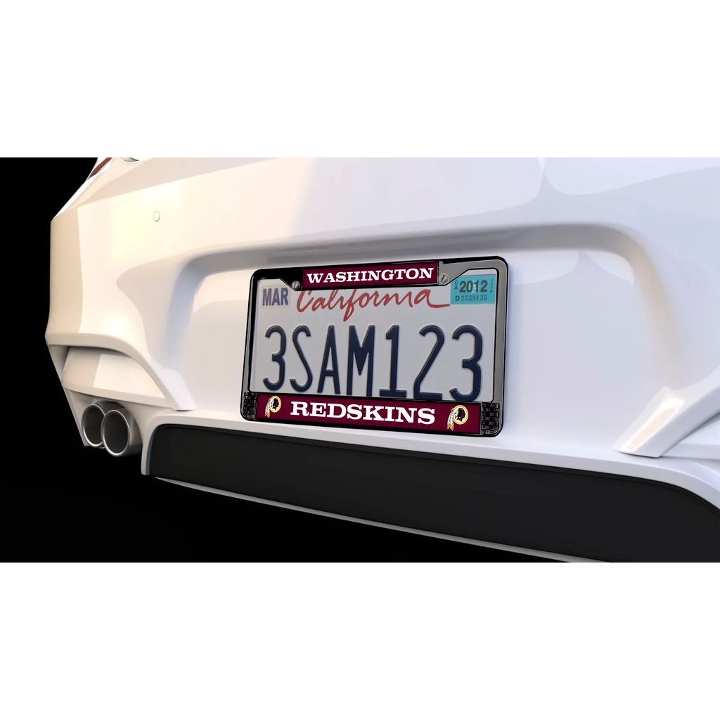 Washington Redskins NFL 3D Polyurethane 2-Hole Black Metal License Plate Frame