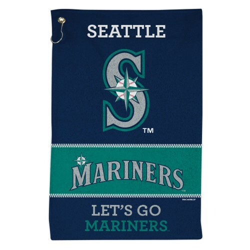 SEATTLE MARINERS ALL PURPOSE GOLF TAILGATE TOWEL 16″X25″ HOOK AND GROMMET