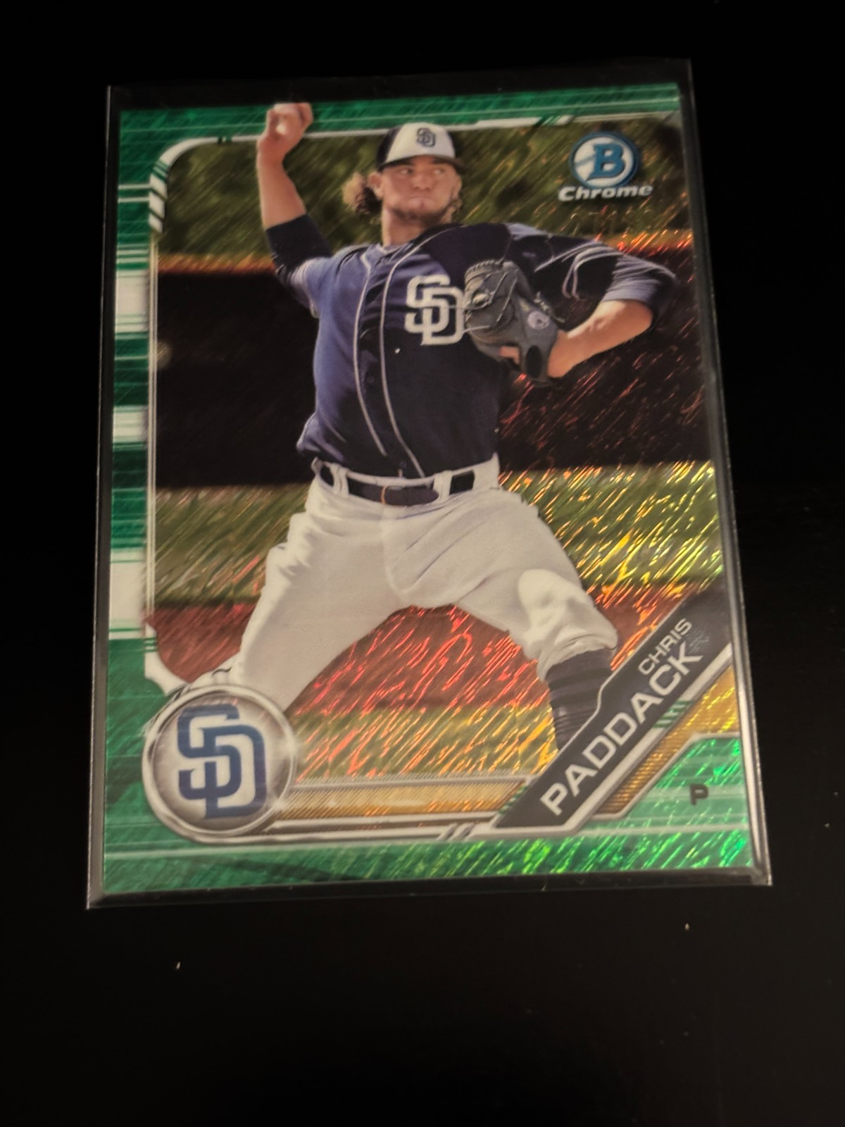 Chris Paddack 2019 Bowman Chrome Green Shimmer Refractor /99 Padres BCP-55